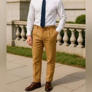 Turnbury linen tan pleated men’s dress‎ pants size 34x32